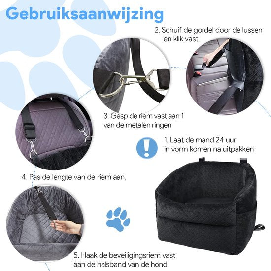 Phooba Hondenmand Auto XL - Autostoel Hond - Automand Hond - Hondenstoel Auto - Hondenmand - Hondenkussen - 61x65x37 Cm - Voor Kleine En Grote Honden - Zwart