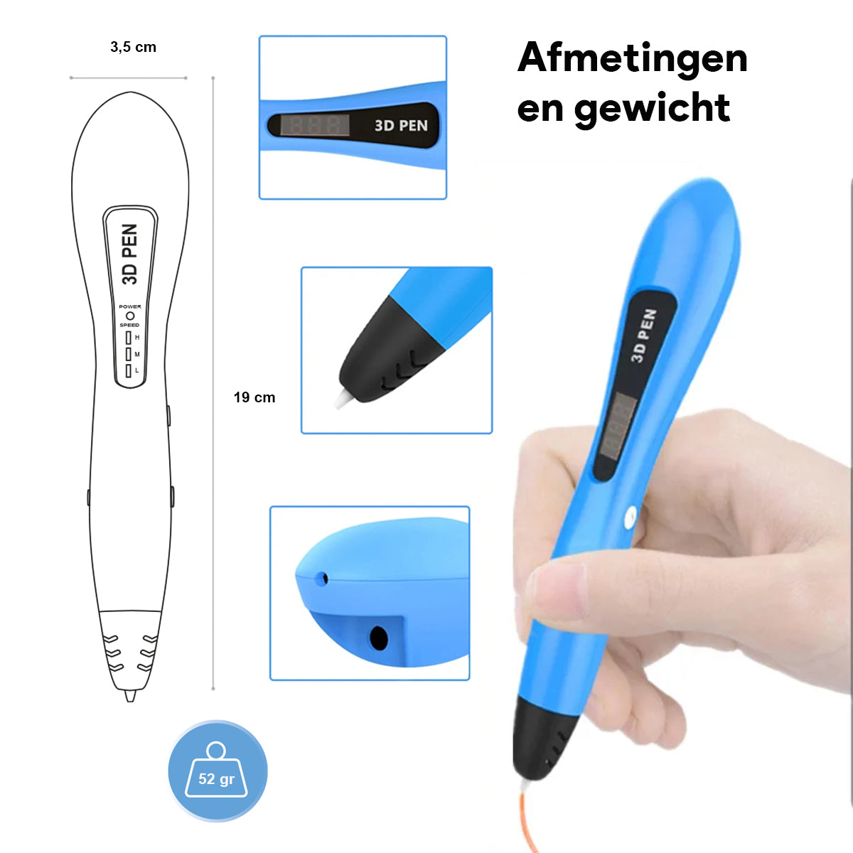 Phooba 3D Pen Set voor Kinderen & Creatievelingen - Complete XL Starterset met 60M Filament