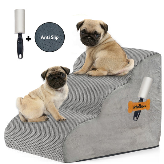 Phooba Deluxe Hondentrap - 30D Foam - Incl Pluizenroller En Antislip - 60 x 40 x 40 cm - Grijs