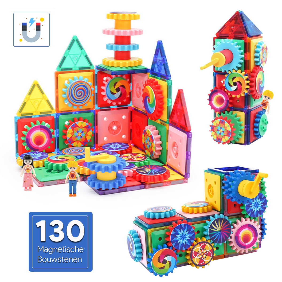 130-delige Magnetische Bouwset voor Kinderen - Educatief & Creatief Speelgoed