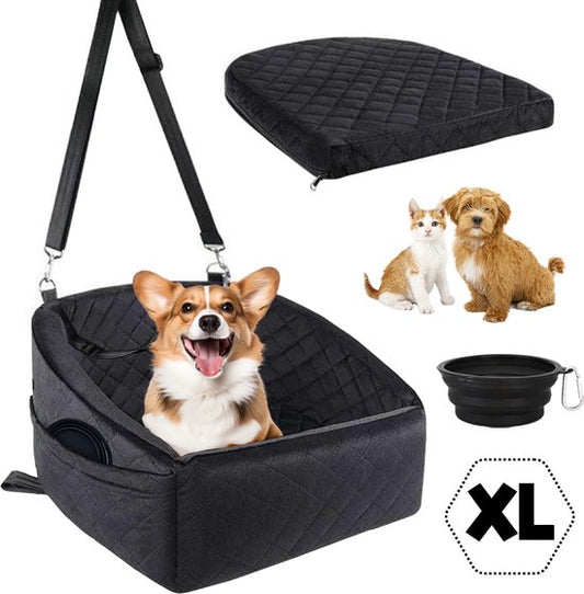 Phooba Hondenmand Auto XL - Autostoel Hond - Automand Hond - Hondenstoel Auto - Hondenmand - Hondenkussen - 61x65x37 Cm - Voor Kleine En Grote Honden - Zwart
