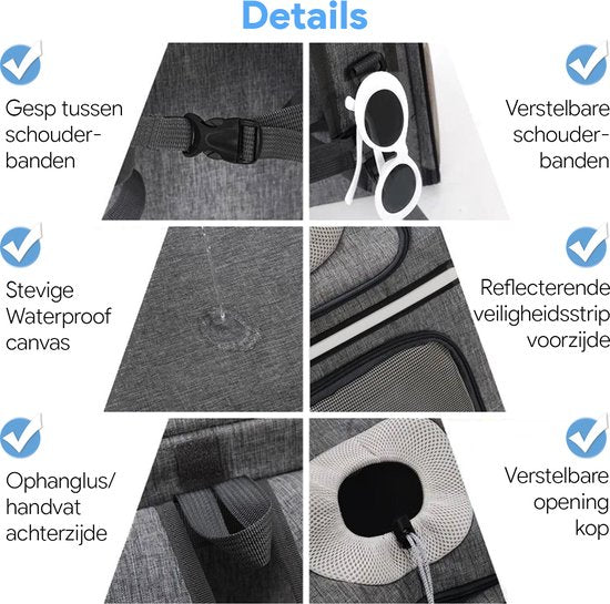 Phooba Hondenrugzak - Comfortabele & Waterdichte Draagrugzak voor Hond en Kat