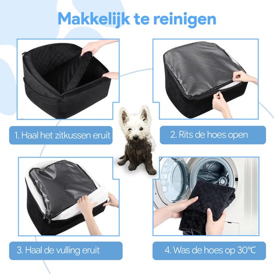 Phooba Hondenmand Auto XL - Autostoel Hond - Automand Hond - Hondenstoel Auto - Hondenmand - Hondenkussen - 61x65x37 Cm - Voor Kleine En Grote Honden - Zwart